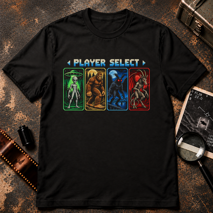 PLAYER SELECT – Retro Gaming Cryptid Shirt