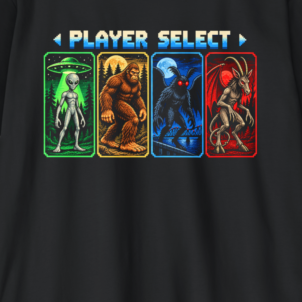 PLAYER SELECT – Retro Gaming Cryptid Shirt