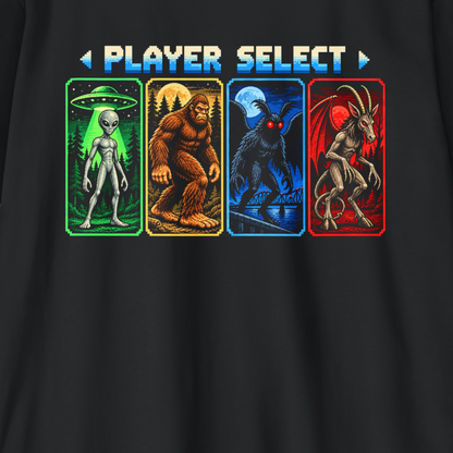 PLAYER SELECT – Retro Gaming Cryptid Shirt